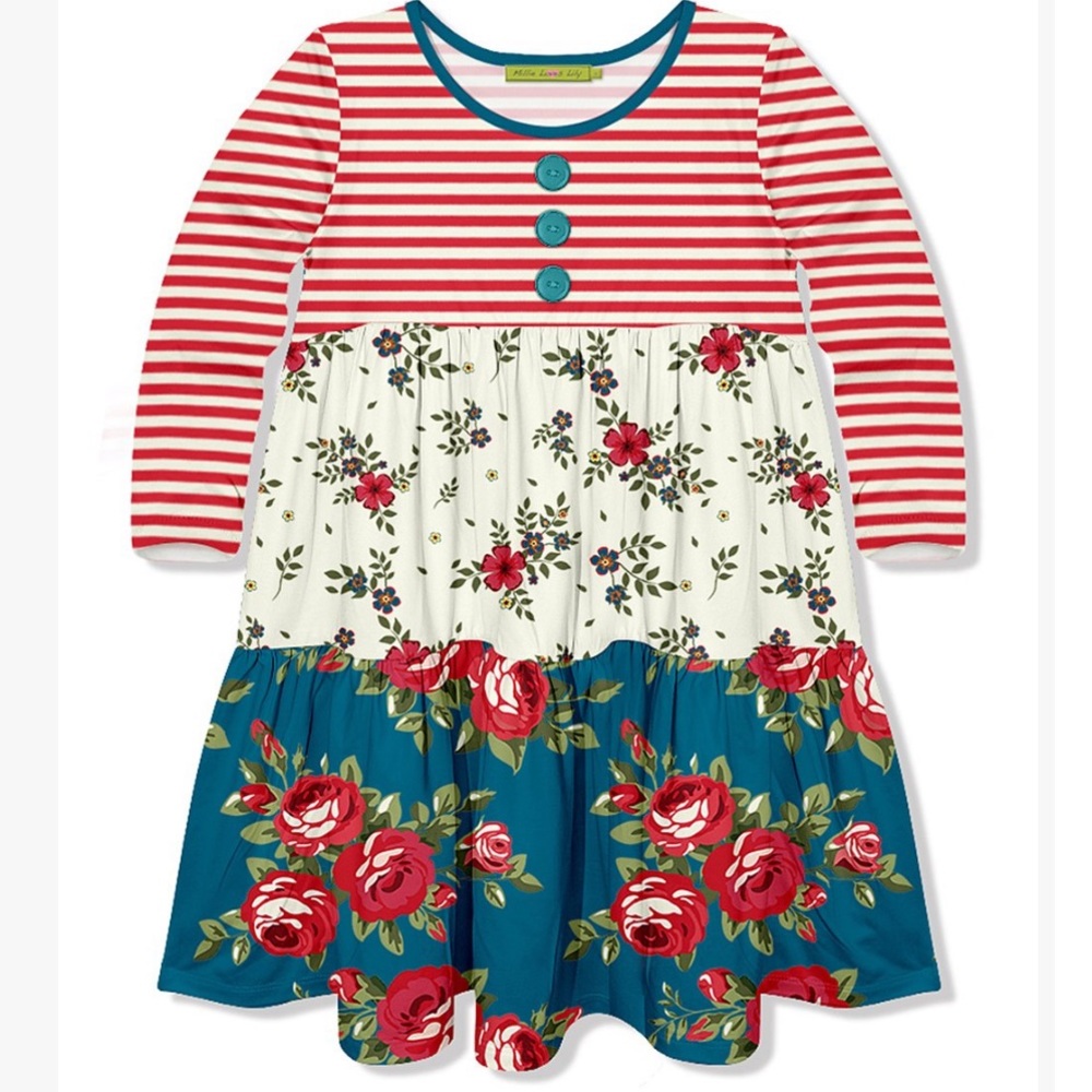 Millie Loves Lily Red and Blue Holiday Dress Sz 12